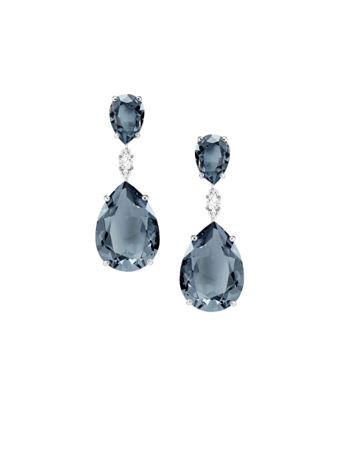 

SWAROVSKI Teal Blue Rhodium-Plated Vintage Drop Pierced Earrings