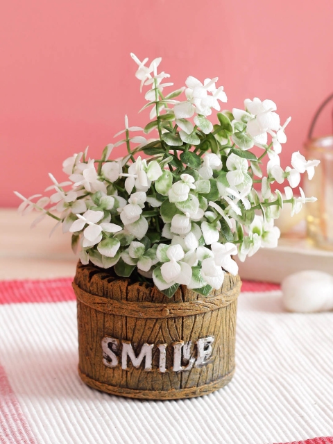 

PolliNation White Green Set of 2 Artificial Bonsai With Brown Pot