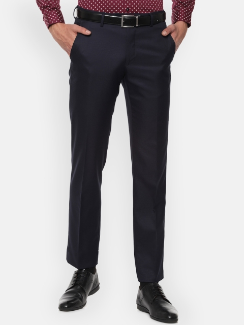 

Van Heusen Men Charcoal Grey Slim Fit Checked Formal Trousers