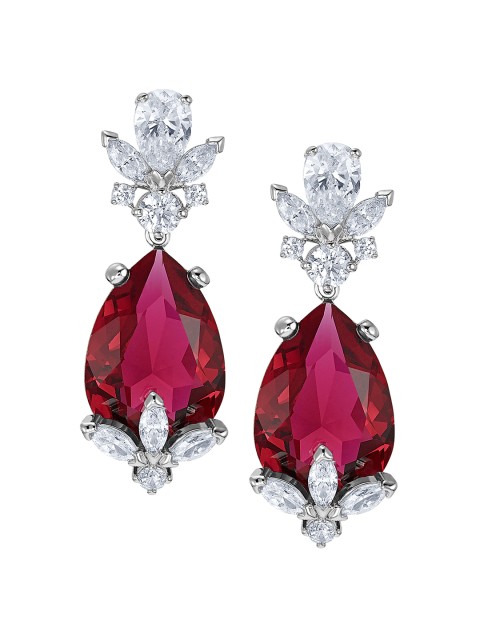 

SWAROVSKI Red & White Rhodium-Plated Drop Earrings
