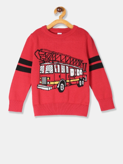 

GAP Boys Red Printed Pullover Sweater