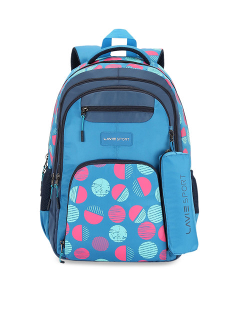 

Lavie Sport Unisex Navy Blue & Pink Geometric Backpack