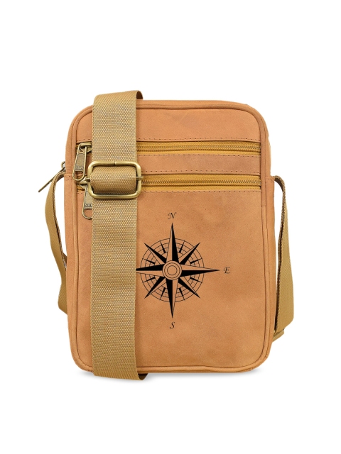 

ABYS Unisex Tan Brown Printed Leather Messenger Bag