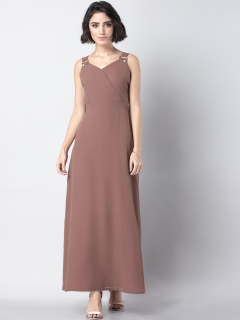 

FabAlley Women Pink Solid Maxi Dress