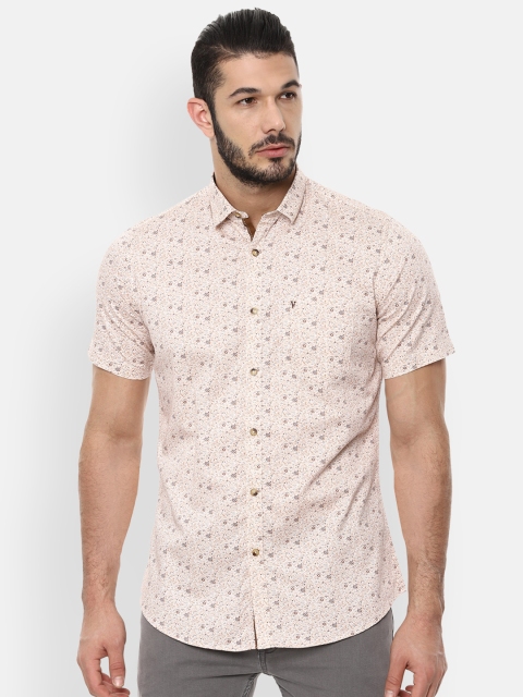 

Van Heusen Sport Men Off-White & Brown Slim Fit Printed Casual Shirt