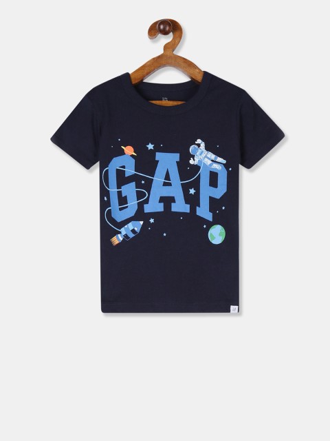 

GAP Boys Navy Blue Printed Round Neck T-shirt