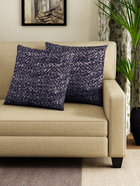 

NEUDIS Black Set of 2 Self Design Square Cushion Covers