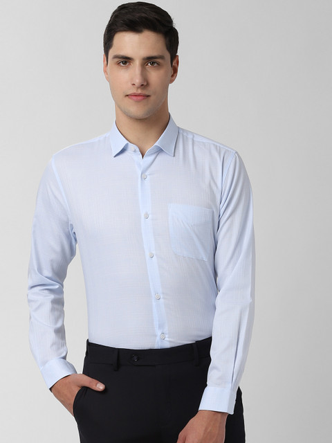 

Peter England Men Blue Regular Fit Self Design Formal Shirt