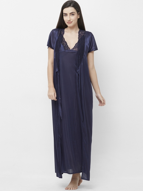 

FashionRack Navy Blue Solid Nightdress F2525