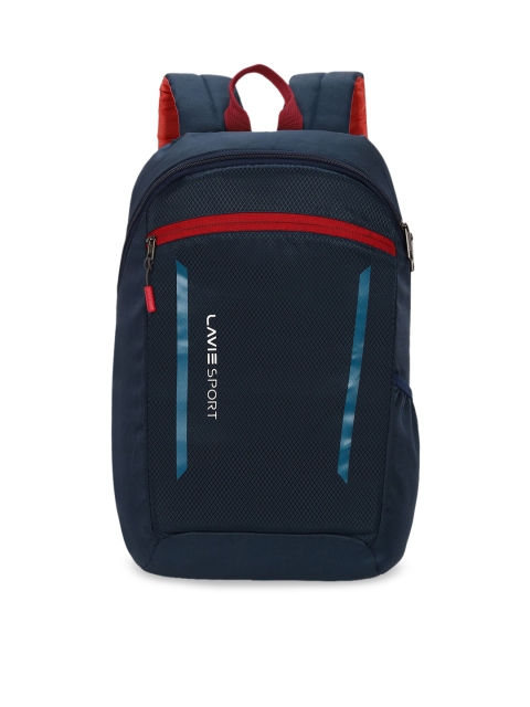 

Lavie Sport Unisex Navy Blue & Red Solid Backpack