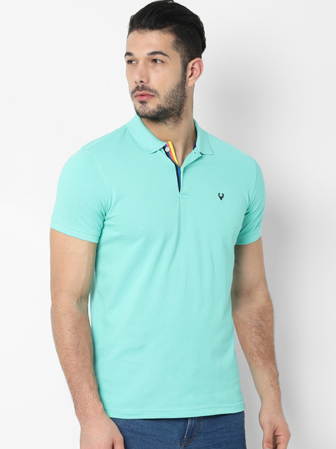 

Allen Solly Men Sea Green Solid Polo Collar T-shirt