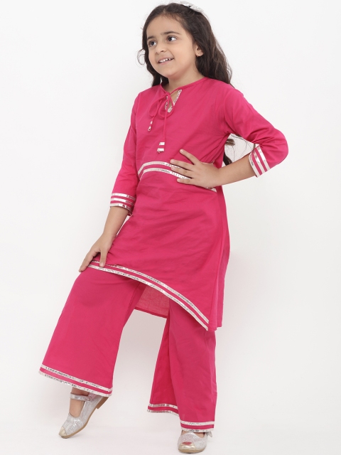 

Bitiya by Bhama Girls Pink Solid Kurti with Palazzos