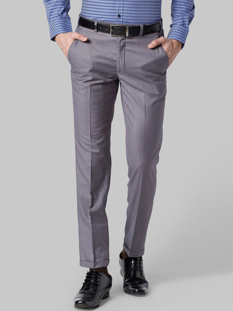 

Park Avenue Men Grey Regular Fit Solid Formal Trousers