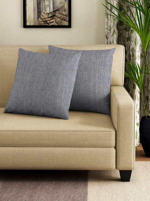 

NEUDIS Grey Set of 2 Solid Square Cushion Covers