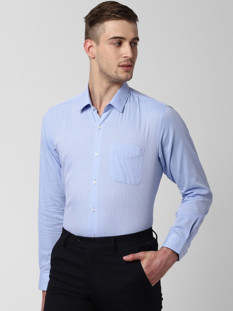 

Peter England Men Blue Regular Fit Self Design Formal Shirt