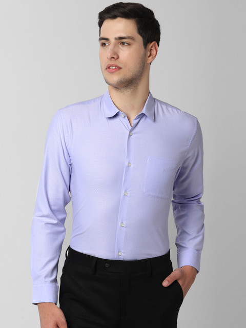 

Peter England Men Blue Regular Fit Self Design Formal Shirt