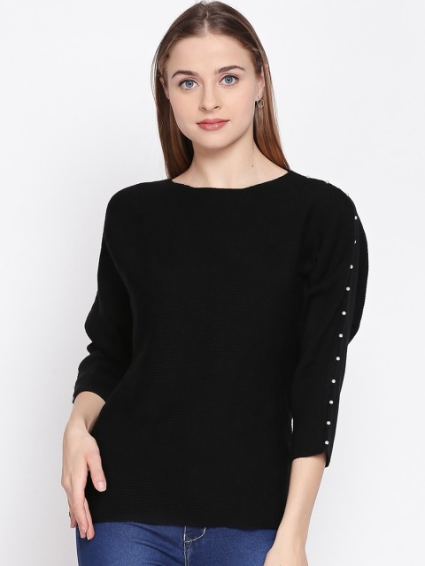 

Honey by Pantaloons Women Black Solid Pullover Sweater