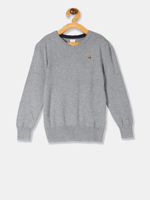 

GAP Boys Grey Solid Pullover Sweater