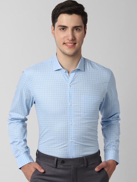 

Peter England Men Blue Slim Fit Checked Formal Shirt