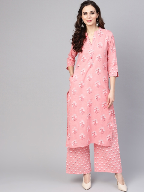 

Yuris Women Pink Printed Kurta with Palazzos