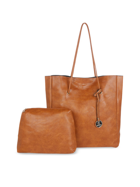 

FUR JADEN Tan Brown Solid Tote Bag With Pouch