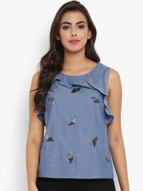 

Aditi Wasan Women Blue Embellished Top