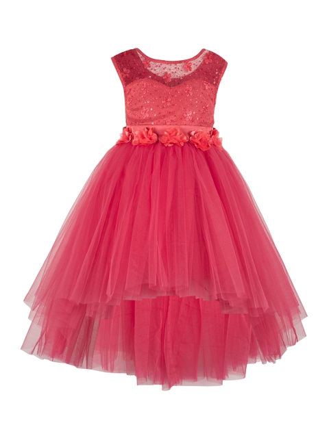 

Toy Balloon kids Girls Coral Pink Embellished Fit and Flare Dress