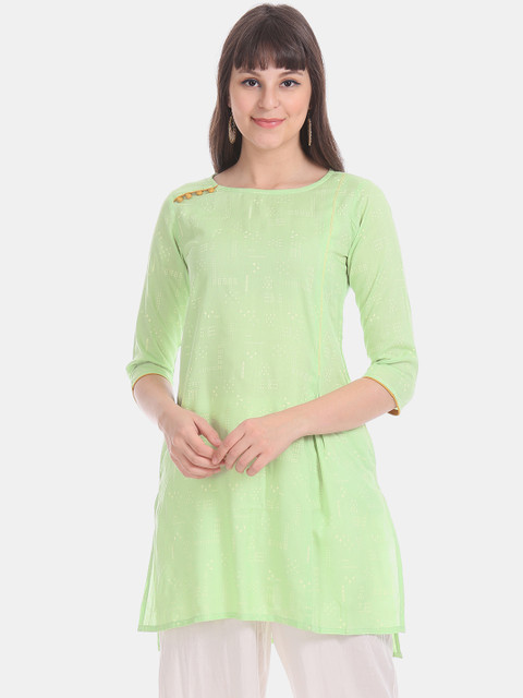 

Karigari Women Green Printed A-Line Kurta