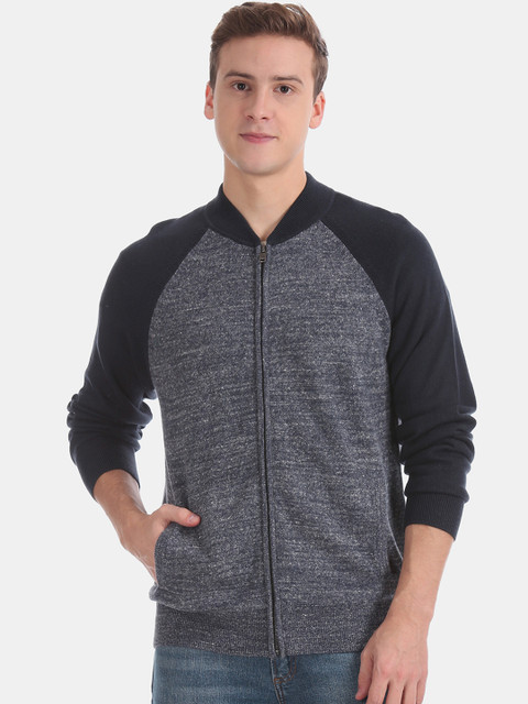 

GAP Men Navy Blue Grindle Effect Cardigan