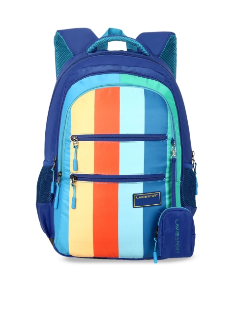 

Lavie Sport Unisex Navy Blue & Orange Striped Backpack