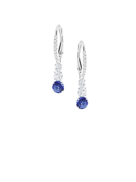 

SWAROVSKI Rhodium Plated & Blue Attract Trilogy Round Pierced Earrings