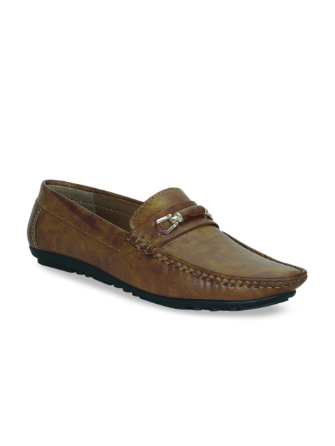 

Get Glamr Men Tan Brown Solid Horsebit Loafers