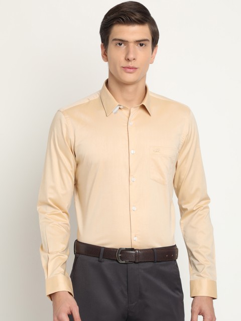 

Crocodile Men Beige Classic Slim Fit Solid Formal Shirt