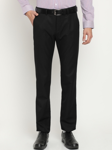 

Crocodile Men Black Classic Slim Fit Solid Formal Trousers