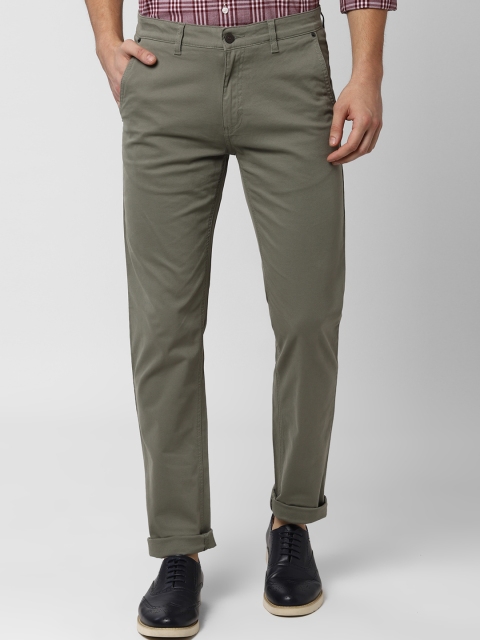 

Peter England Casuals Men Olive Green Slim Fit Solid Regular Trousers