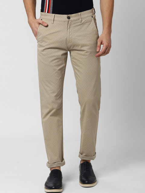 

Peter England Casuals Men Khaki Slim Fit Printed Regular Trousers