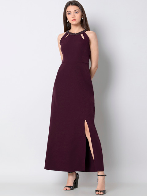

FabAlley Women Purple Embellished Maxi Dress