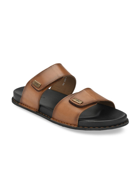 

Hitz Men Tan Brown Leather Comfort Sandals