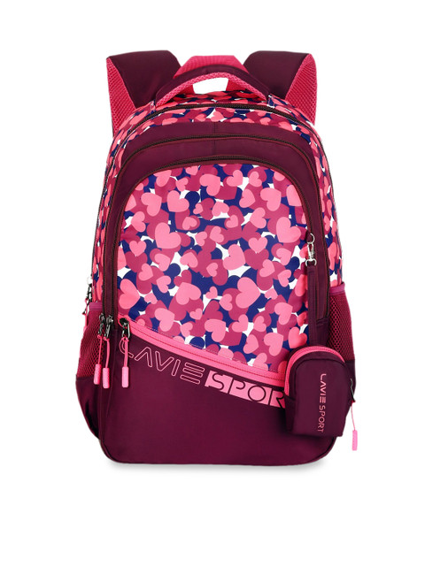 

Lavie Sport Unisex Maroon & Pink Geometric Backpack