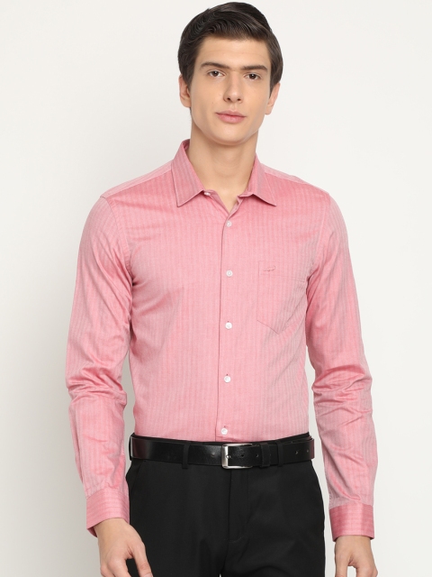 

Crocodile Men Pink Classic Slim Fit Striped Formal Shirt