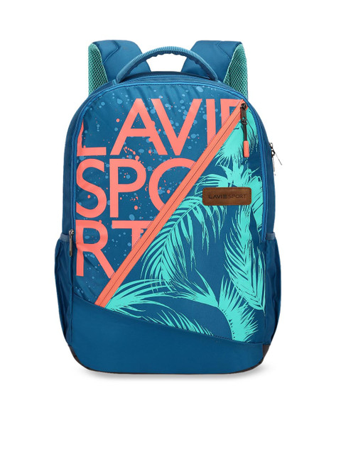 

Lavie Sport Unisex Blue & Sea Green Typography Backpack