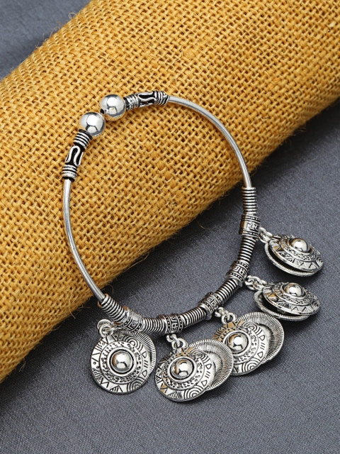 

ZeroKaata Silver-Plated Oxidised Charm Bracelet