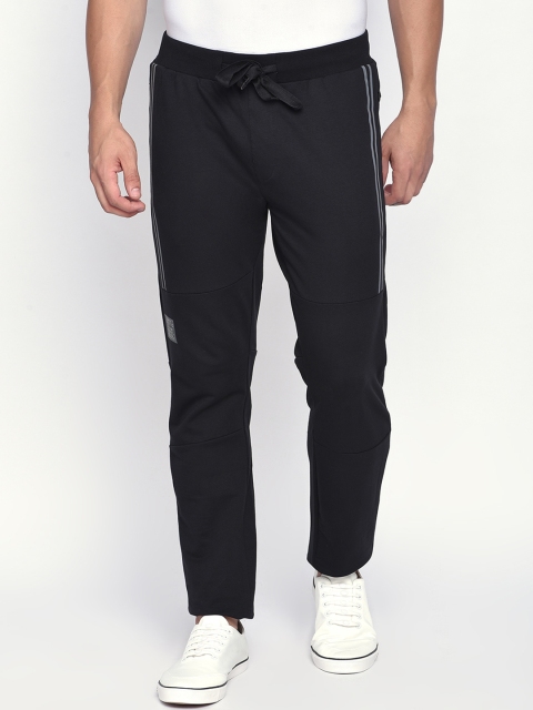 

beevee Men Black Solid Straight-Fit Track Pants