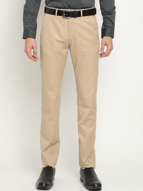 

Crocodile Men Beige Classic Slim Fit Solid Formal Trousers