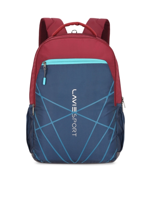 

Lavie Sport Unisex Blue & Maroon Geometric Backpack