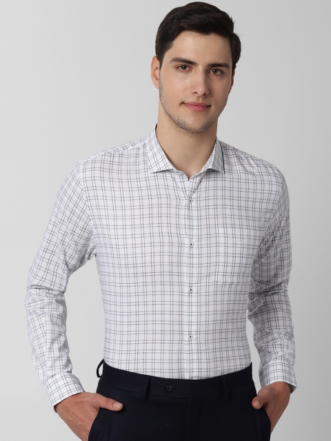 

Peter England Men White & Black Slim Fit Checked Formal Shirt