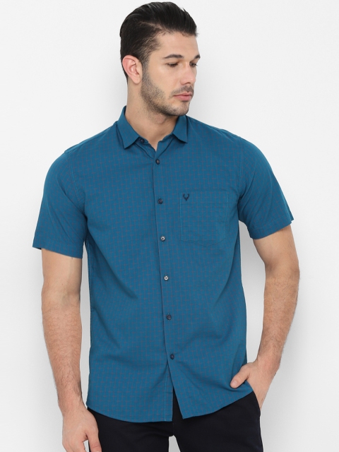 

Allen Solly Men Teal Blue & Red Slim Fit Checked Casual Shirt