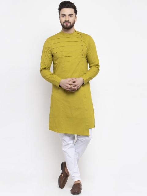 

Zotw Men Olive Green Solid Straight Kurta
