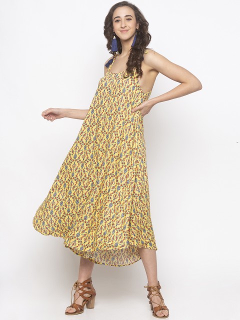 

Globus Women Yellow & Blue Printed Basic Jumpsuit
