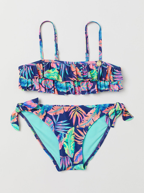 

H&M Girls Blue Printed Frilled Bikini